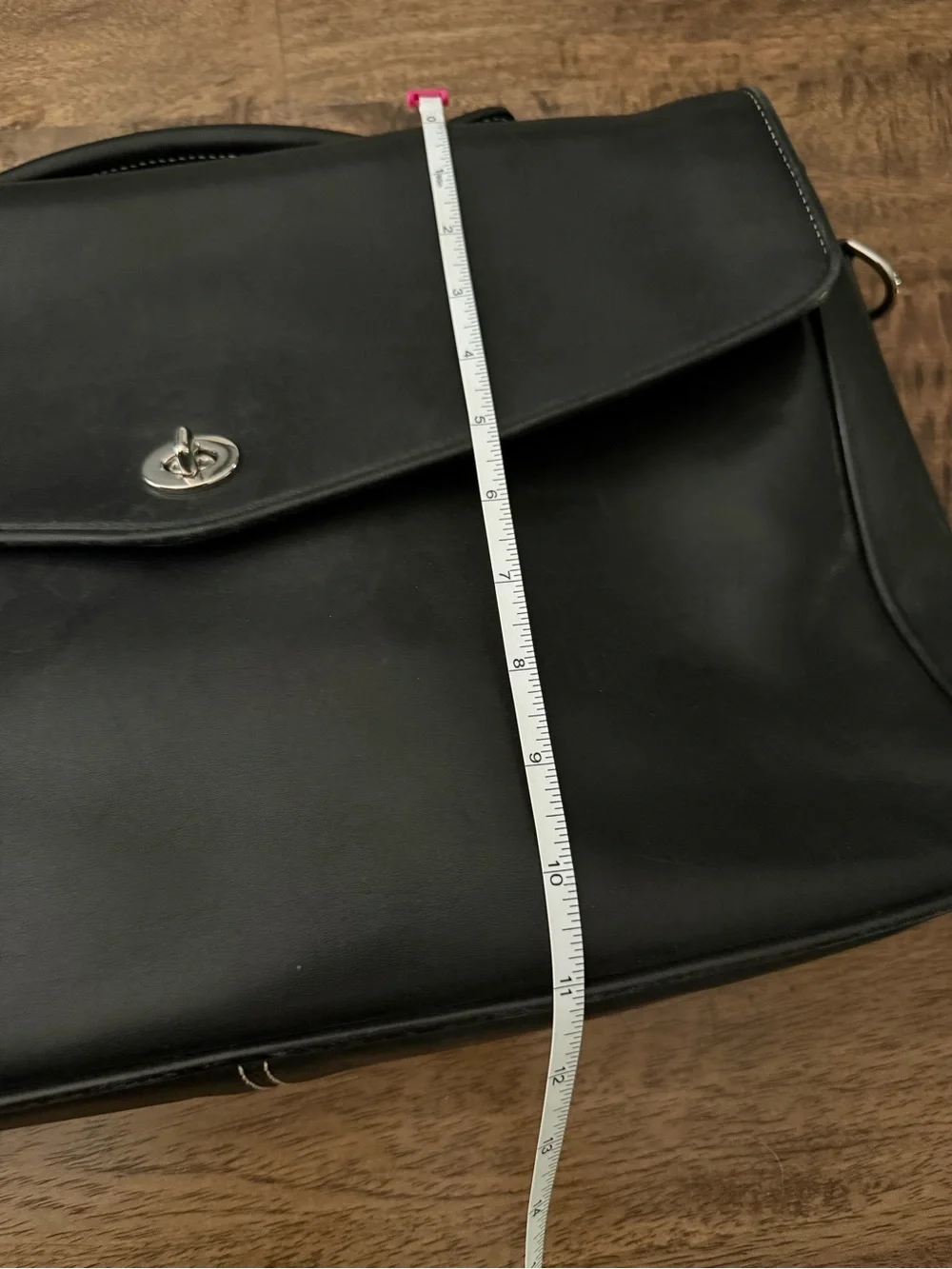 Vintage Coach Black Leather Briefcase with Chrome Hardware